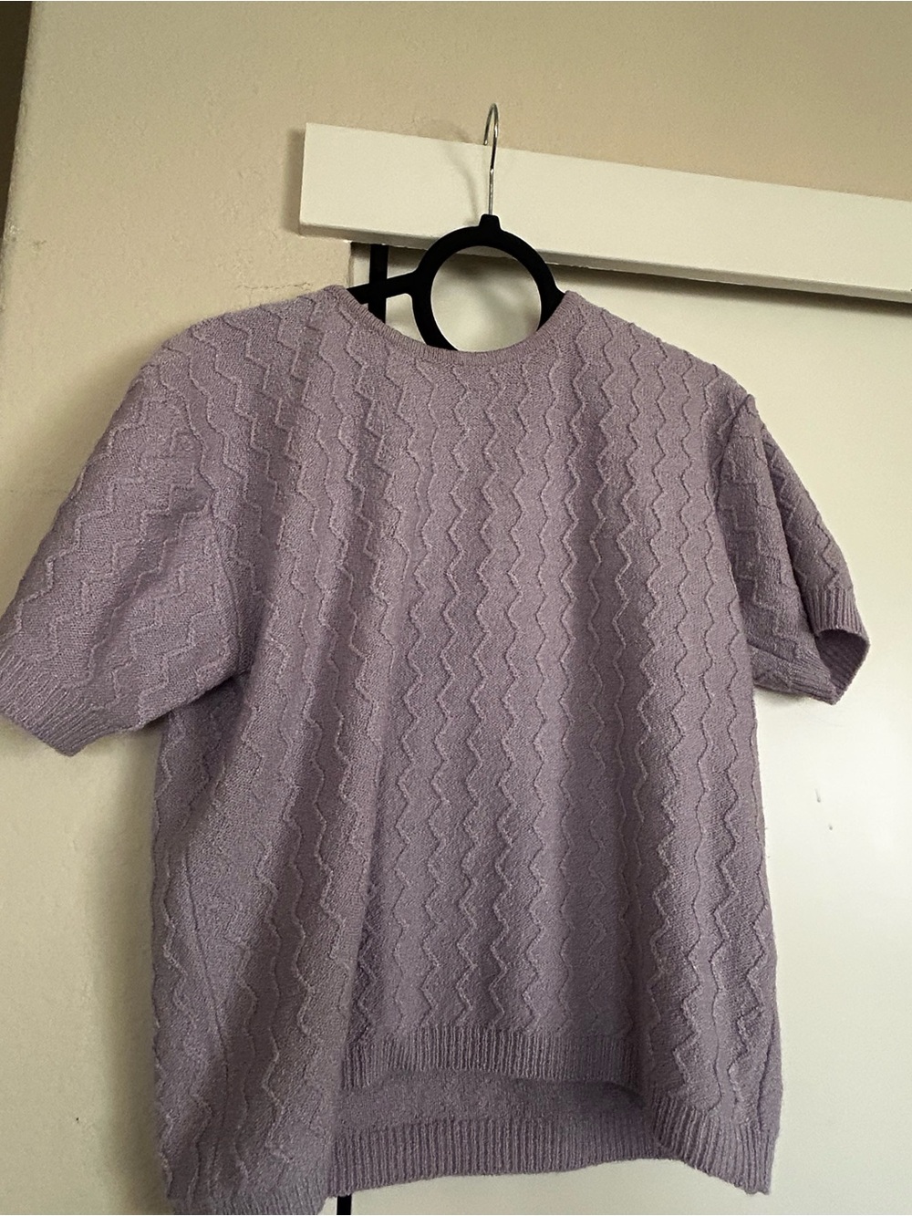 Carolyn Taylor Soft Lavender Textured Crewneck Short Sleeve Top